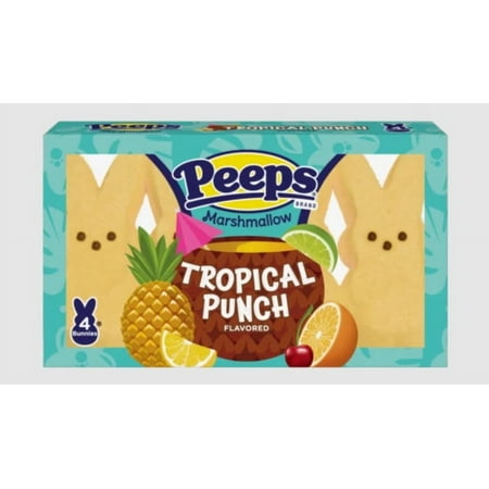 PEEPS Tropical Punch Marshmallow Bunnies, Easter Candy - 4 Count (1.5 Ounces)