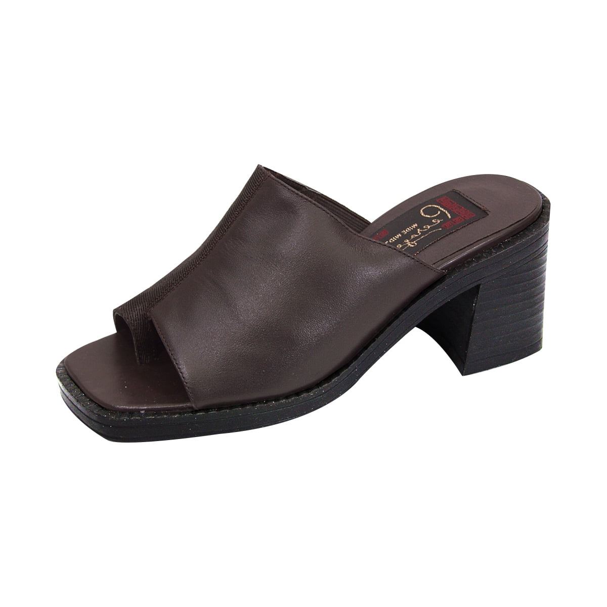 PEERAGE Adeline Women Extra Wide Width Leather Sandals BROWN 7.5