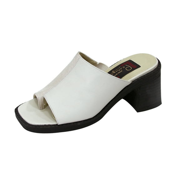PEERAGE Adeline Women Extra Wide Width Leather Sandals WHITE 12