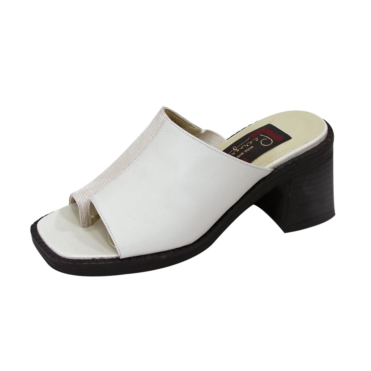 PEERAGE Adeline Women Extra Wide Width Leather Sandals WHITE 8.5