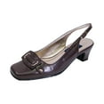 thumbnail image 1 of PEERAGE Annabelle Women Extra Wide Width Closed Square Toe Embellished Toe Cap Slingback BROWN 7, 1 of 6