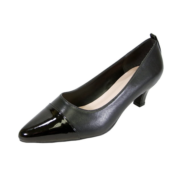 PEERAGE Arlene Women's Wide Width Casual Comfort Mid Heel Dress Shoes for Wedding, Prom, Evening, Work BLACK 10