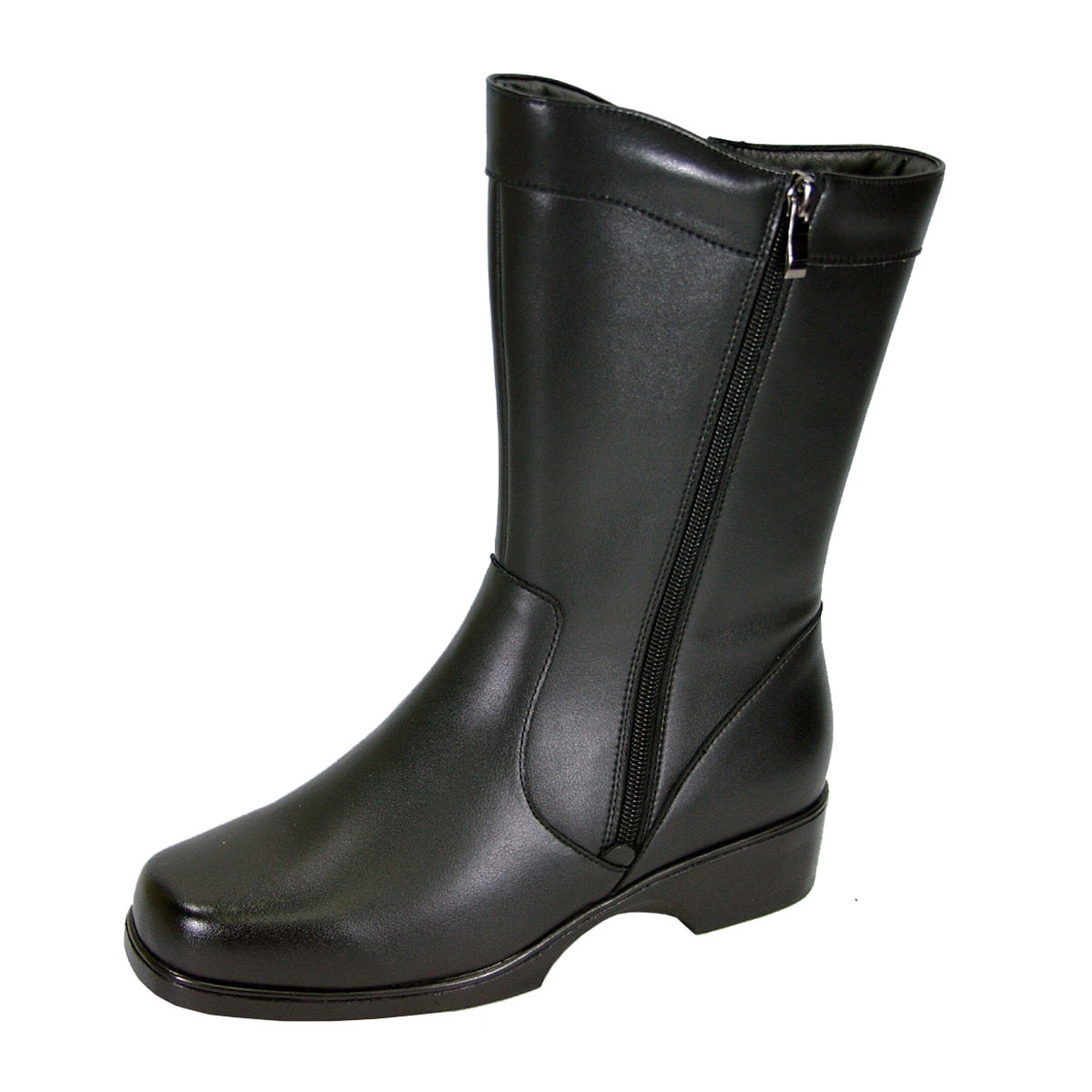 PEERAGE Athena Women Wide Width Wide Calf Casual Leather Boot BLACK 9