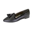 thumbnail image 1 of PEERAGE Brenna Women Wide Width Comfort Leather Dress Flat with Patent Leather Tassel and Trim BLACK 7, 1 of 6