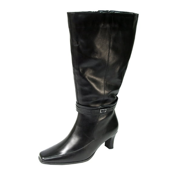 PEERAGE Brook Women Wide Width Leather Knee High Boots for All Occasions