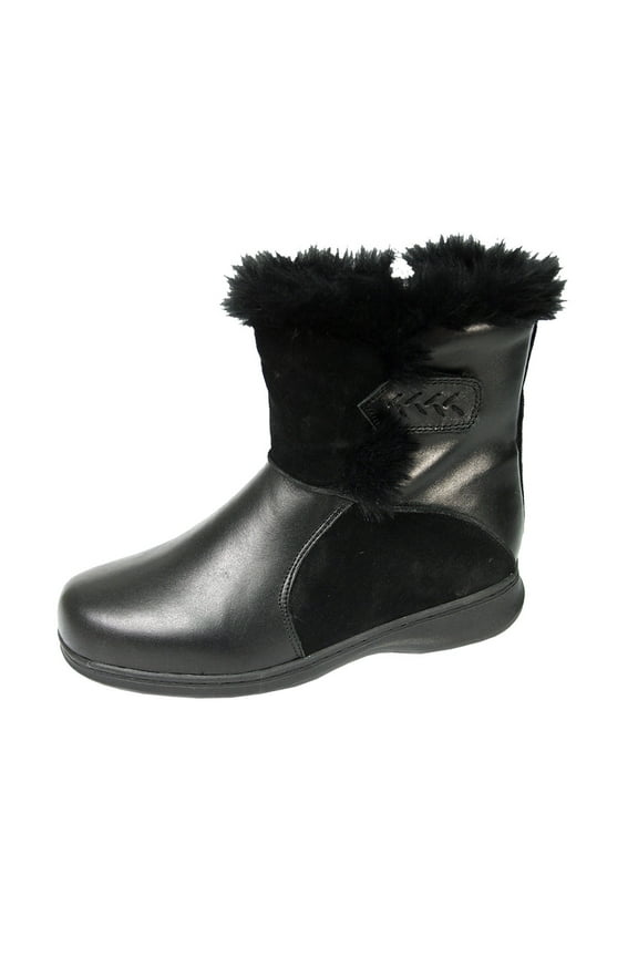 Bryn Women Extra Wide Width Leather Lace and Zip Mid Calf Boots