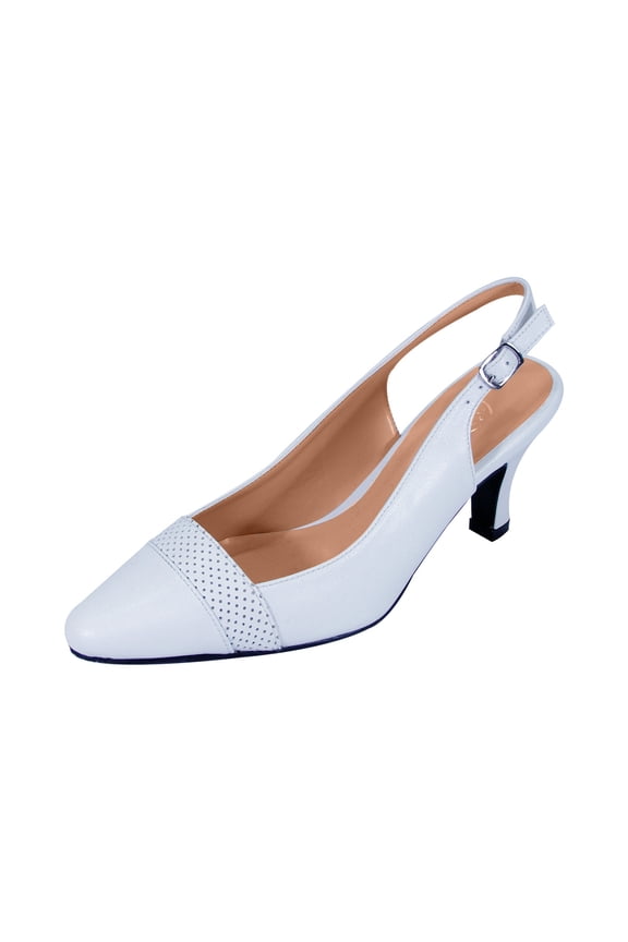 Candy Women's Extra Wide Width Dress Slingback WHITE 6