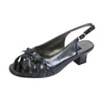 thumbnail image 1 of PEERAGE Celeste Women Extra Wide Width Open-Toe Slingback with Vertical Straps/Mini Bow Upper BLACK 5, 1 of 6