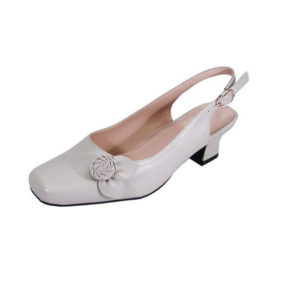 PEERAGE Cheryl 2 Women's Wide Width Slingback Leather Dress Shoes BEIGE 10