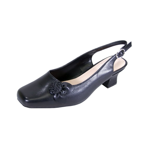 PEERAGE Cheryl 2 Women's Wide Width Slingback Leather Dress Shoes BLACK 7.5