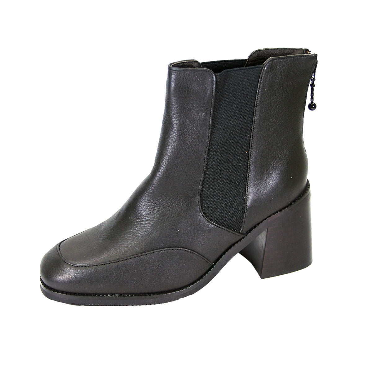 PEERAGE Cheyenne Women's Wide Width Leather Dress Ankle Boots BLACK 6.5