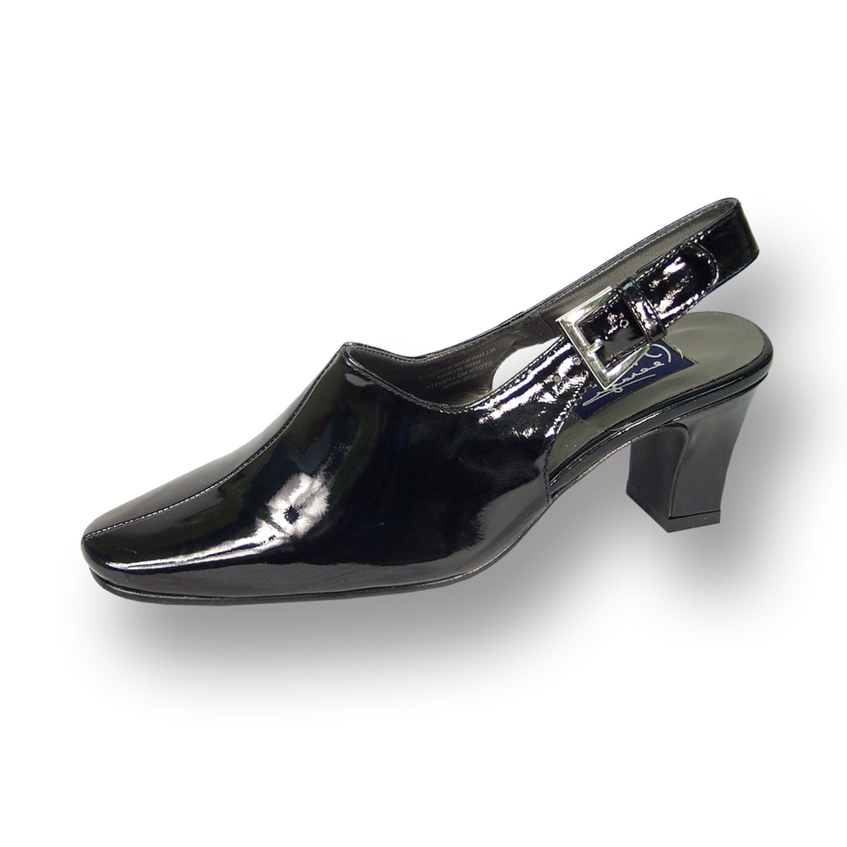 PEERAGE Dana Women's Wide Width Patent PU Slingback Dress Pump BLACK 8