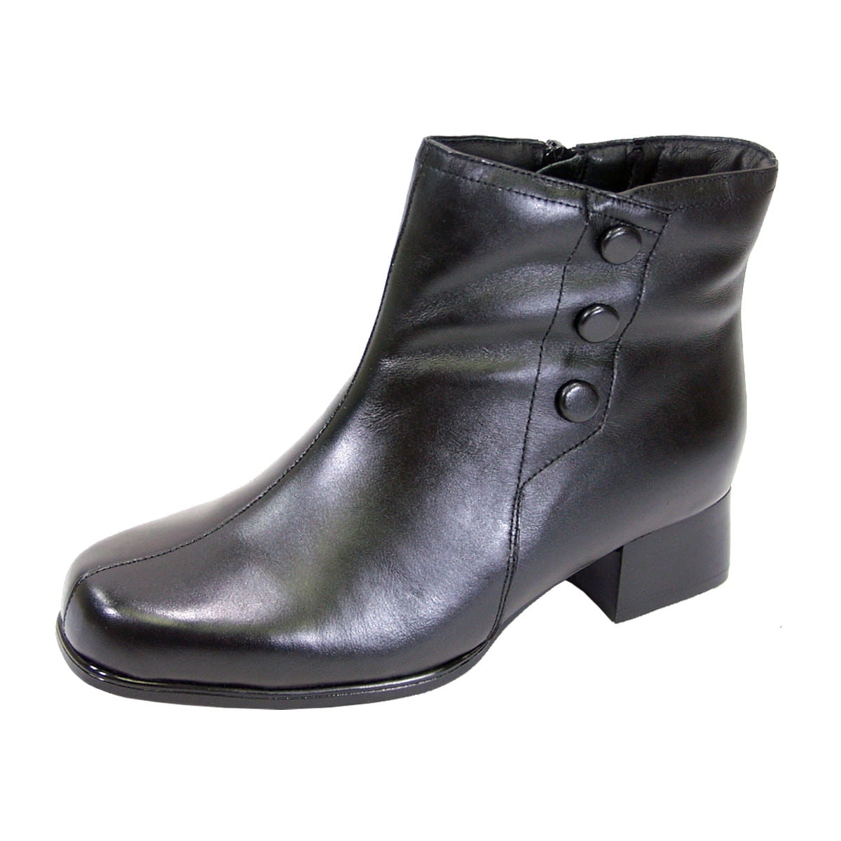 PEERAGE Demi Women Extra Wide Width Leather Bootie BLACK 7