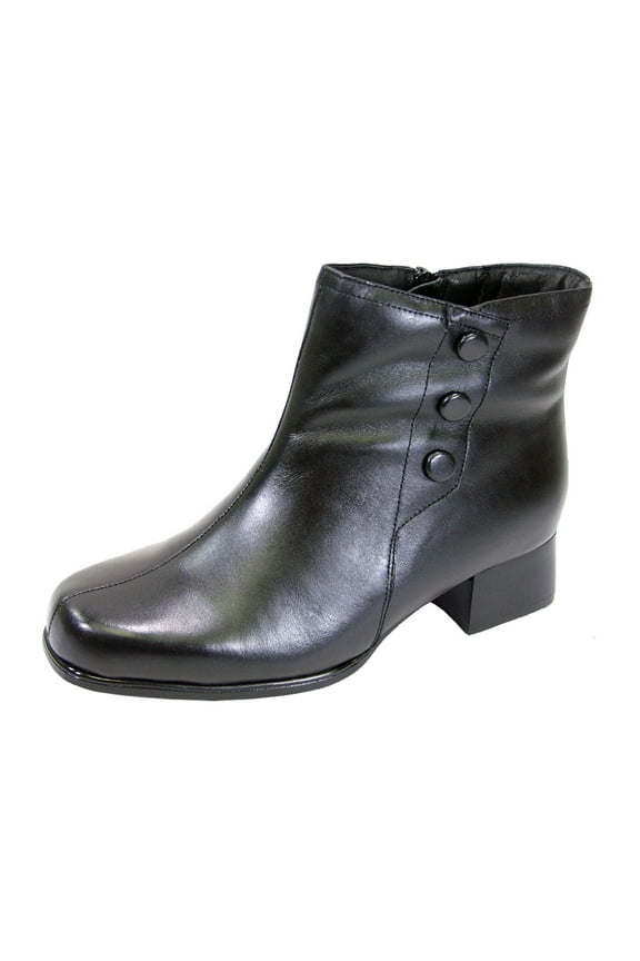 PEERAGE Demi Women Extra Wide Width Leather Bootie BLACK 8