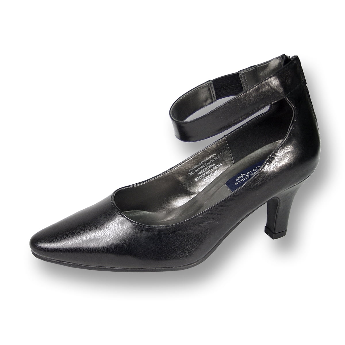 PEERAGE Diane Women's Wide Width Leather Dress Pump BLACK 9