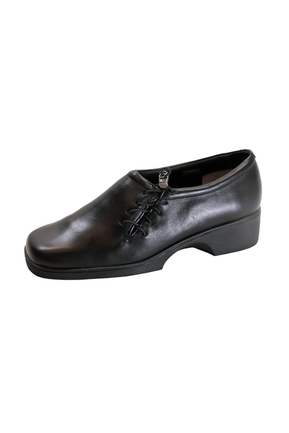 Dusty Women's Wide Width Comfort Leather Loafers BLACK 11