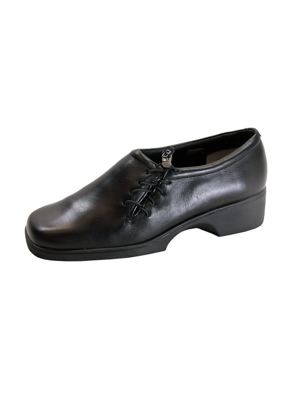 Dusty Women's Wide Width Comfort Leather Loafers BLACK 8.5
