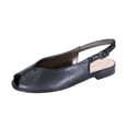 thumbnail image 1 of PEERAGE Eden Women Wide Width Peep Toe Adjustable Slingback Comfort Leather Flat BLACK 7.5, 1 of 6