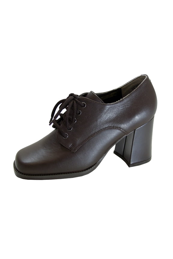 Ember Women's Wide Width Leather High-Heel Oxford Pumps BROWN 10