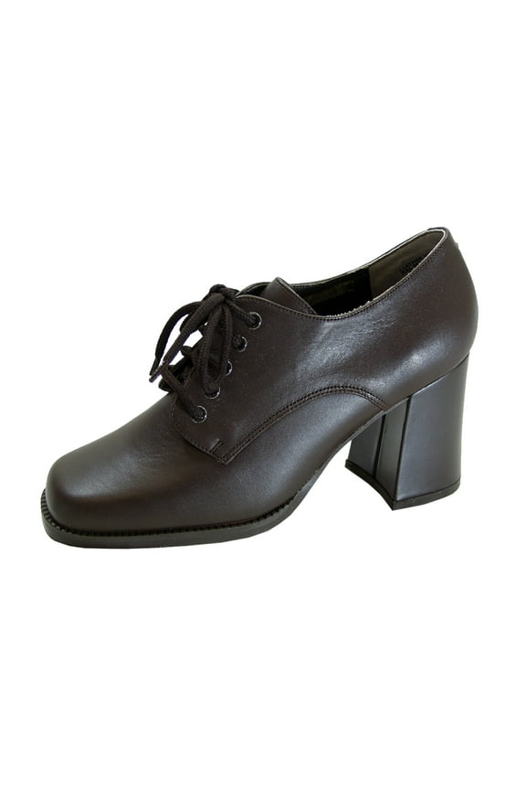Ember Women's Wide Width Leather High-Heel Oxford Pumps BROWN 9