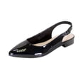 thumbnail image 1 of PEERAGE Fay Women Wide Width Pointed Toe Patent Leather Dress Slingback Flat with Stack Heel BLACK 10, 1 of 6