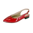 thumbnail image 1 of PEERAGE Fay Women Wide Width Pointed Toe Patent Leather Dress Slingback Flat with Stack Heel RED 8.5, 1 of 6
