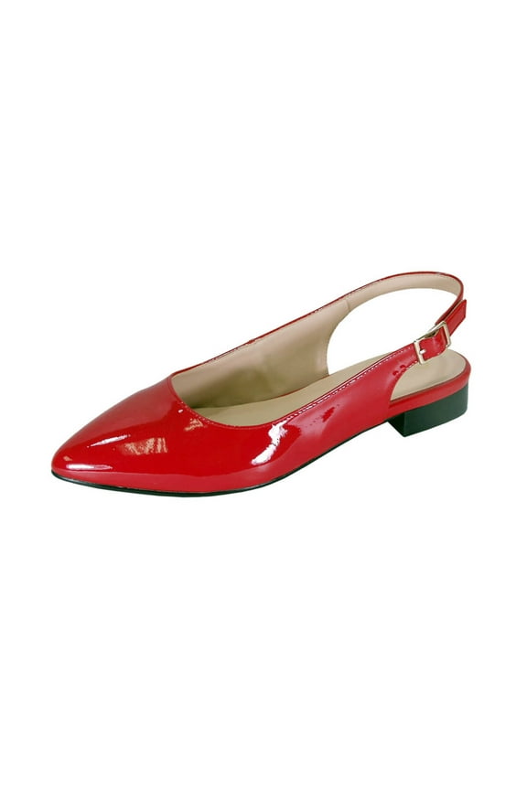 PEERAGE Fay Women's Wide Width Patent Leather Slingback Flats