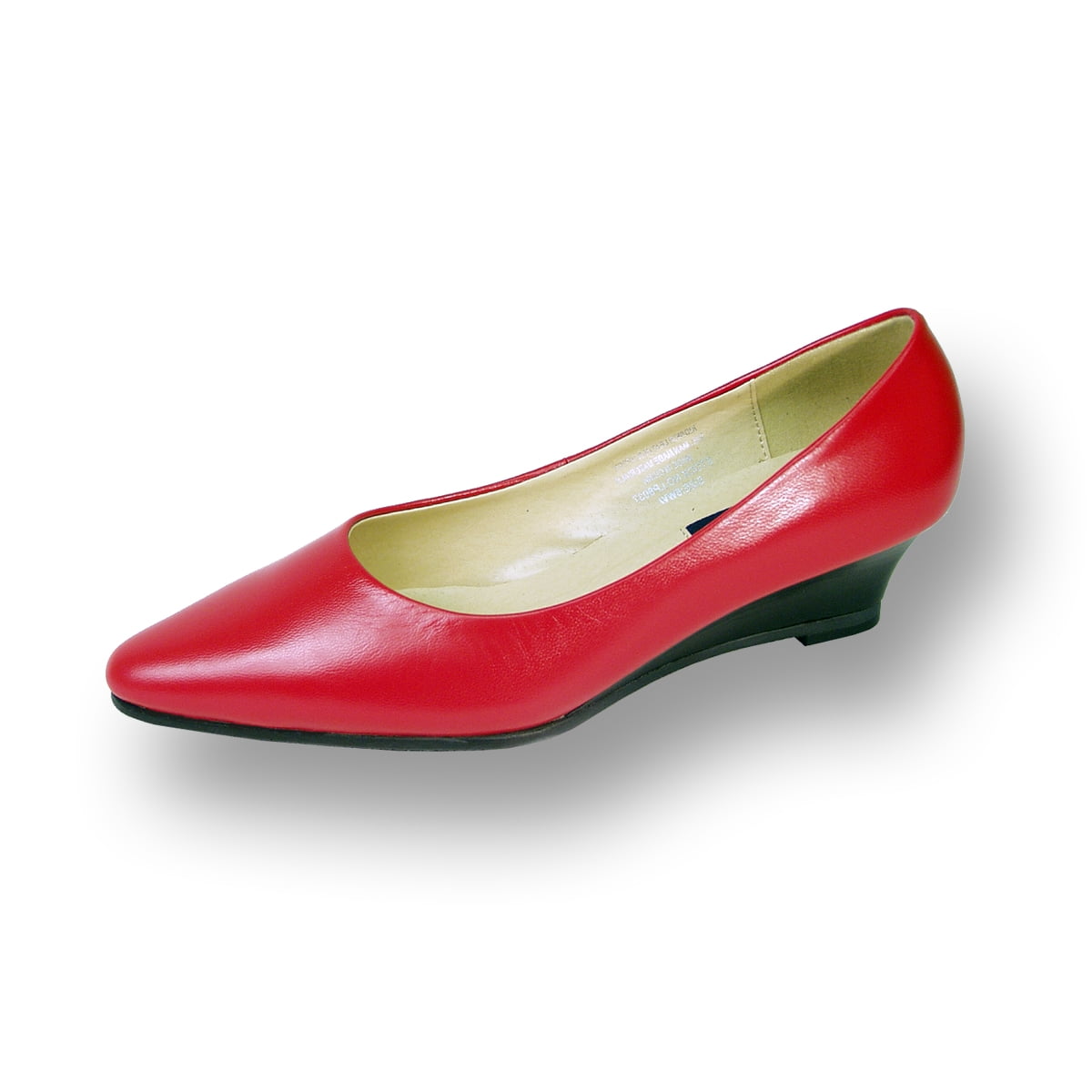 PEERAGE Gloria Women Wide Width Leather Wedge Pump RED 8