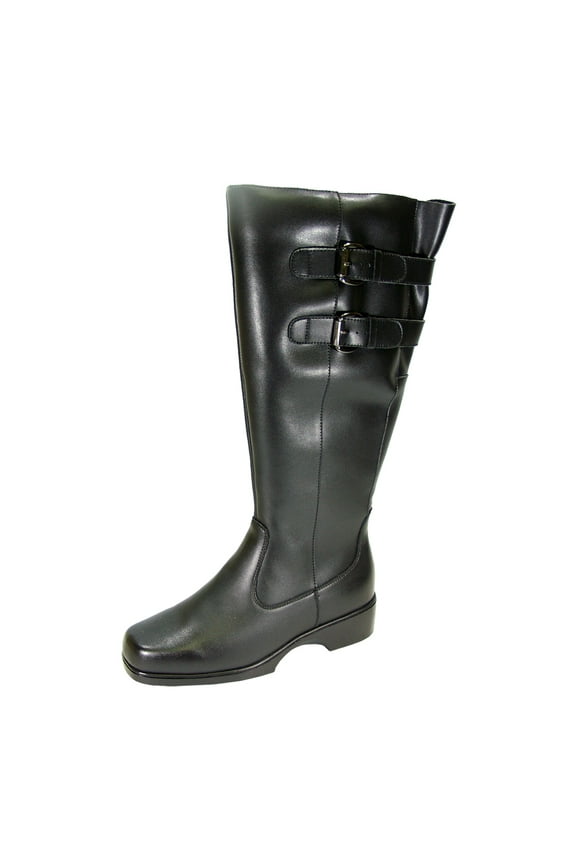 Hayden Women Extra Wide Width Wide Calf Water Resistant Leather Riding Boots BLACK 9
