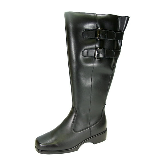 PEERAGE Hayden Women Extra Wide Width Wide Calf Water Resistant Leather Riding Boots BLACK 9