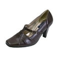 thumbnail image 1 of PEERAGE Isabel Women Extra Wide Width Square Toe T-Strap with Buckle Dress Pump BROWN 9, 1 of 6