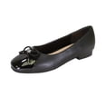 thumbnail image 1 of PEERAGE Jayden Women Wide Width Leather Dress Flat Pump with Glossy Patent PU Square Toe Cap and Bow BLACK 6.5, 1 of 6