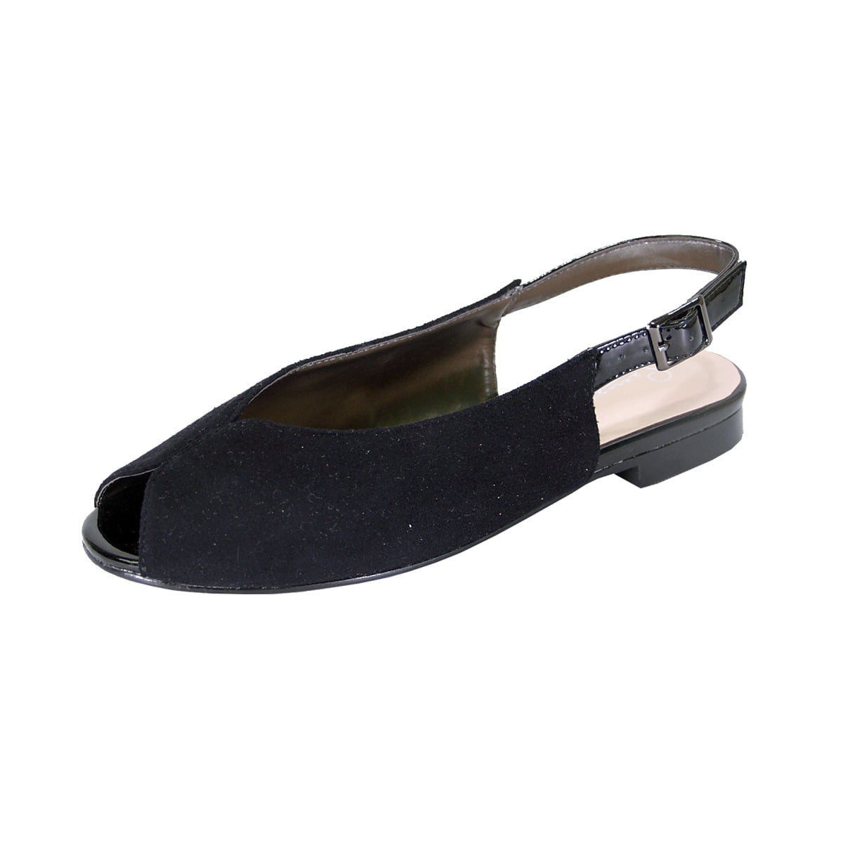 Wide fit peep toe flat shoes top