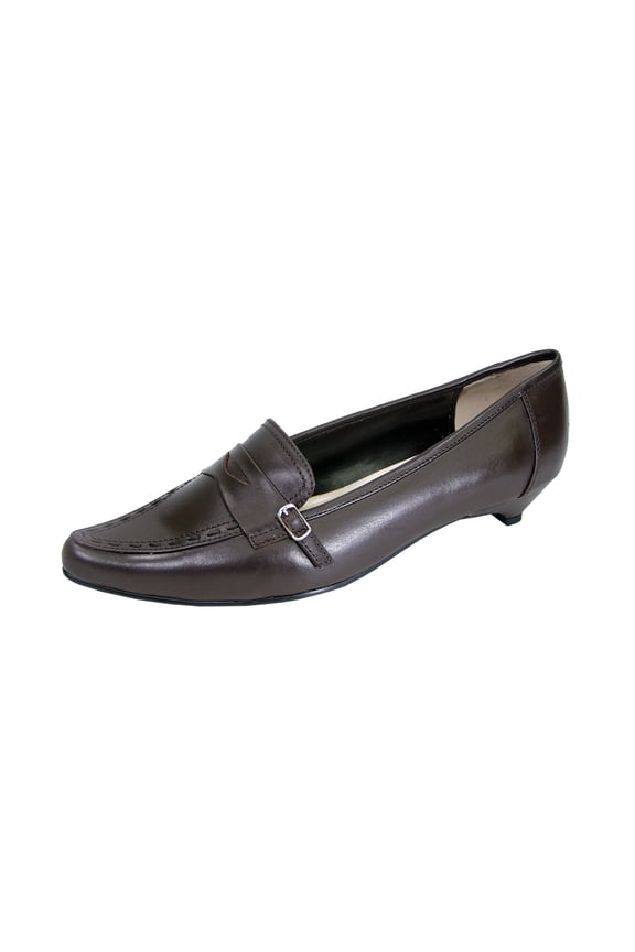 Kim Women's Wide Width Stitched Upper Leather Pumps