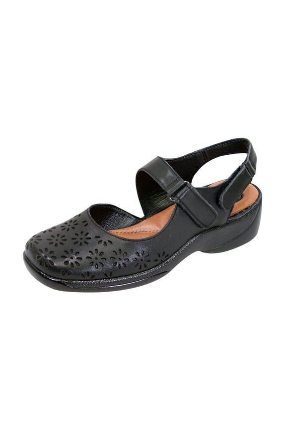 Kylie Women Extra Wide Width Slingback Comfort Sandal BLACK 7.5