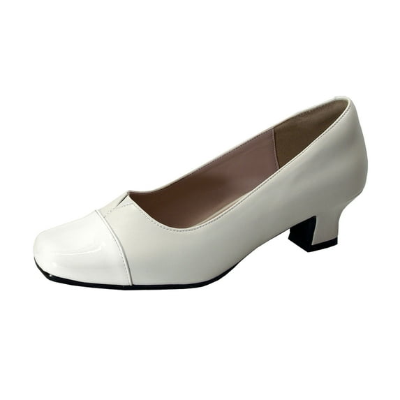 PEERAGE Leela 2 Women's Wide Width Leather Dress Pumps BEIGE 7.5