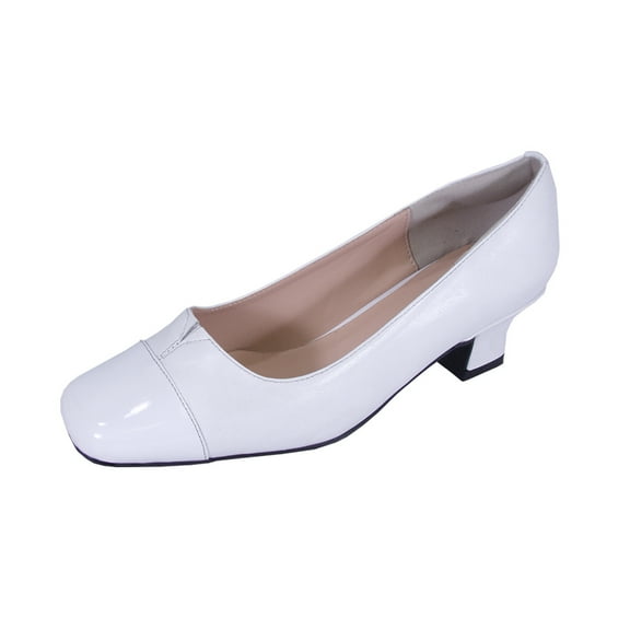 PEERAGE Leela 2 Women's Wide Width Leather Dress Pumps WHITE 10