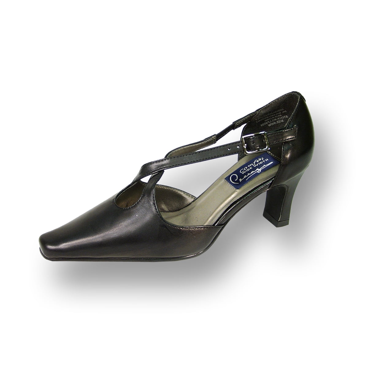 PEERAGE Liza Women Wide Width Fancy and Nice Leather Dress Pump BLACK 10