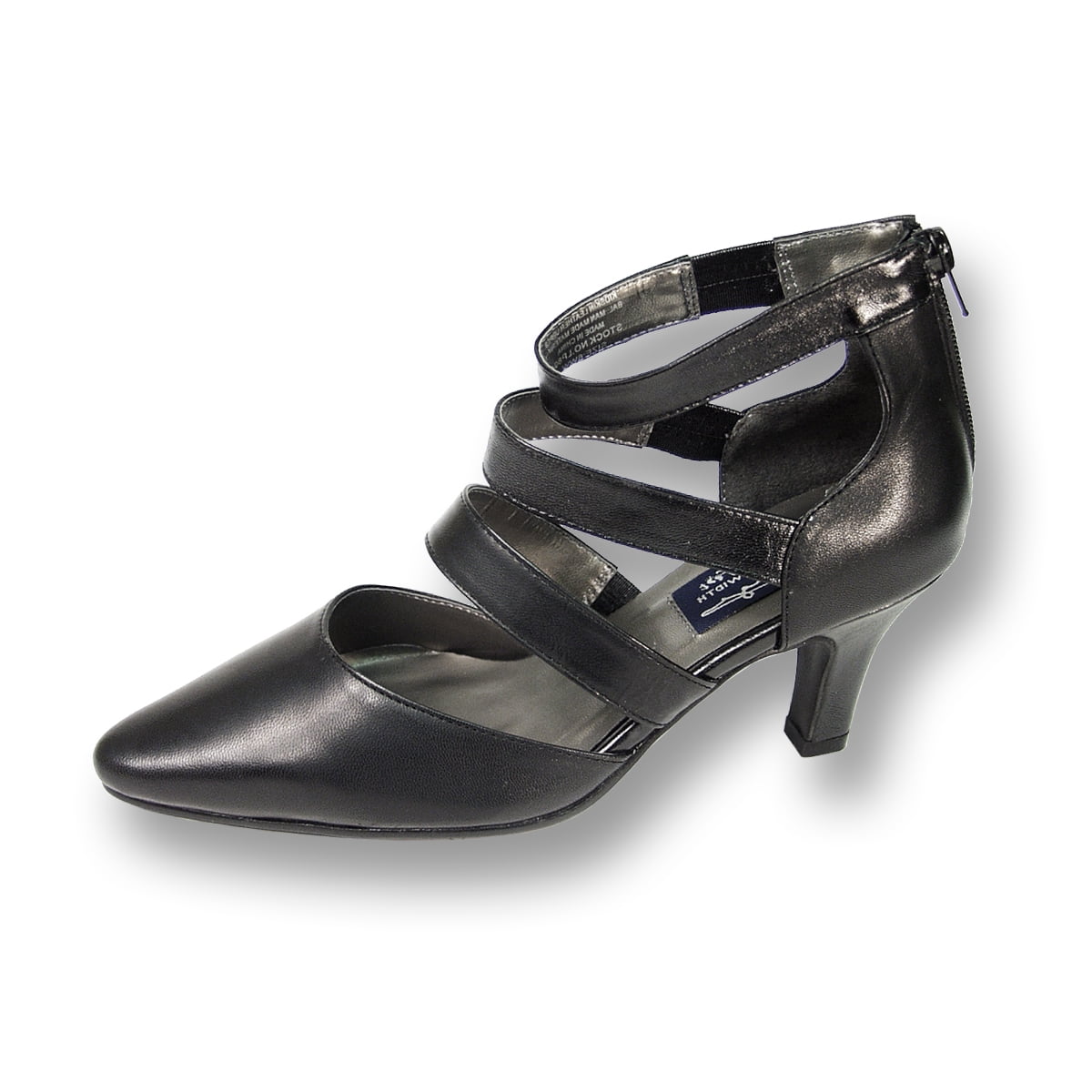 PEERAGE Lola Women's Wide Width Leather Dress Pump BLACK 6