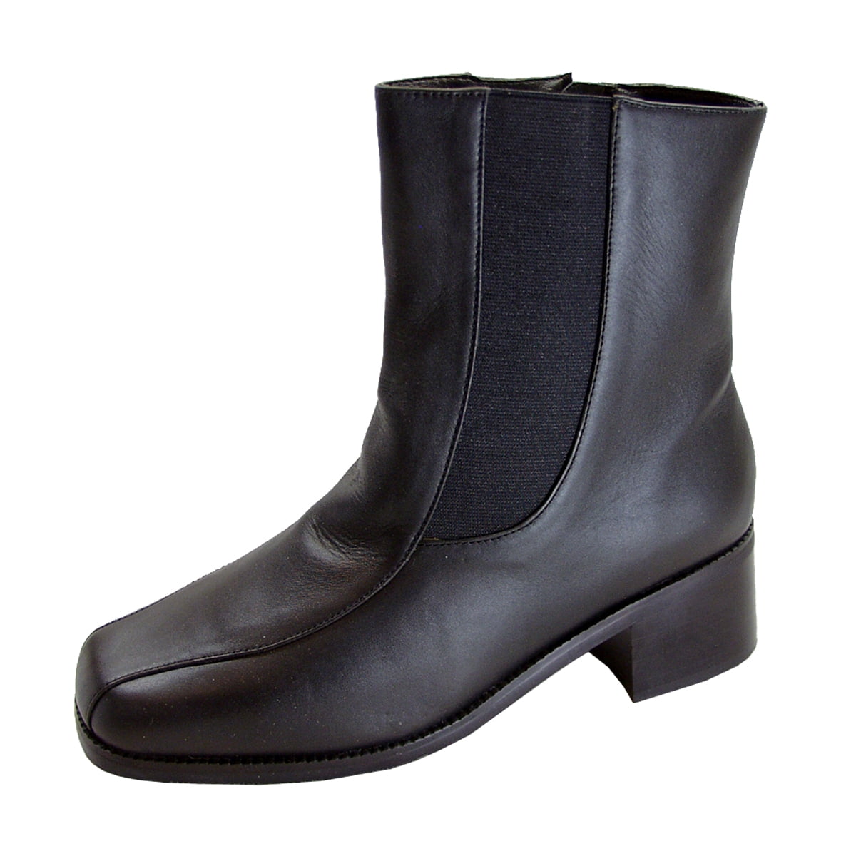 PEERAGE Lottie Women's Wide Width Leather Dress Ankle Boots BLACK 10.5
