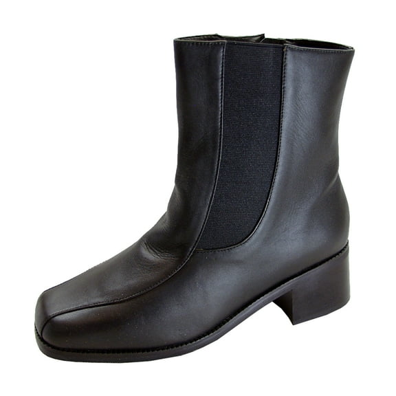 PEERAGE Lottie Women's Wide Width Leather Dress Ankle Boots BLACK 11