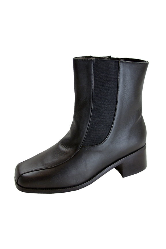 Lottie Women's Wide Width Leather Dress Ankle Boots BLACK 7