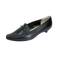 thumbnail image 1 of PEERAGE Louise Women Extra Wide Width Smart Casual Leather Loafers with Kitten Heels BLACK 9, 1 of 6