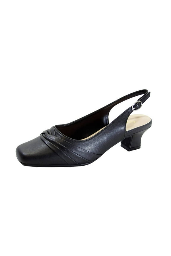 Mabel Women's Wide Width Leather Low Heel Slingback Pumps