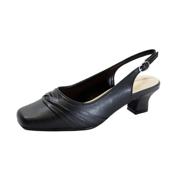 PEERAGE Mabel Women's Wide Width Leather Low Heel Slingback Pumps