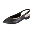 thumbnail image 1 of PEERAGE Macy Women Wide Width Pointed Toe Leather Dress Slingback Flat with Leather Stack Heel BLACK 10, 1 of 6