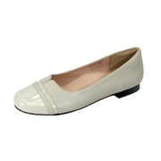 PEERAGE Marina 2 Women's Wide Width Casual Comfort Dress Leather Flats BEIGE 6.5