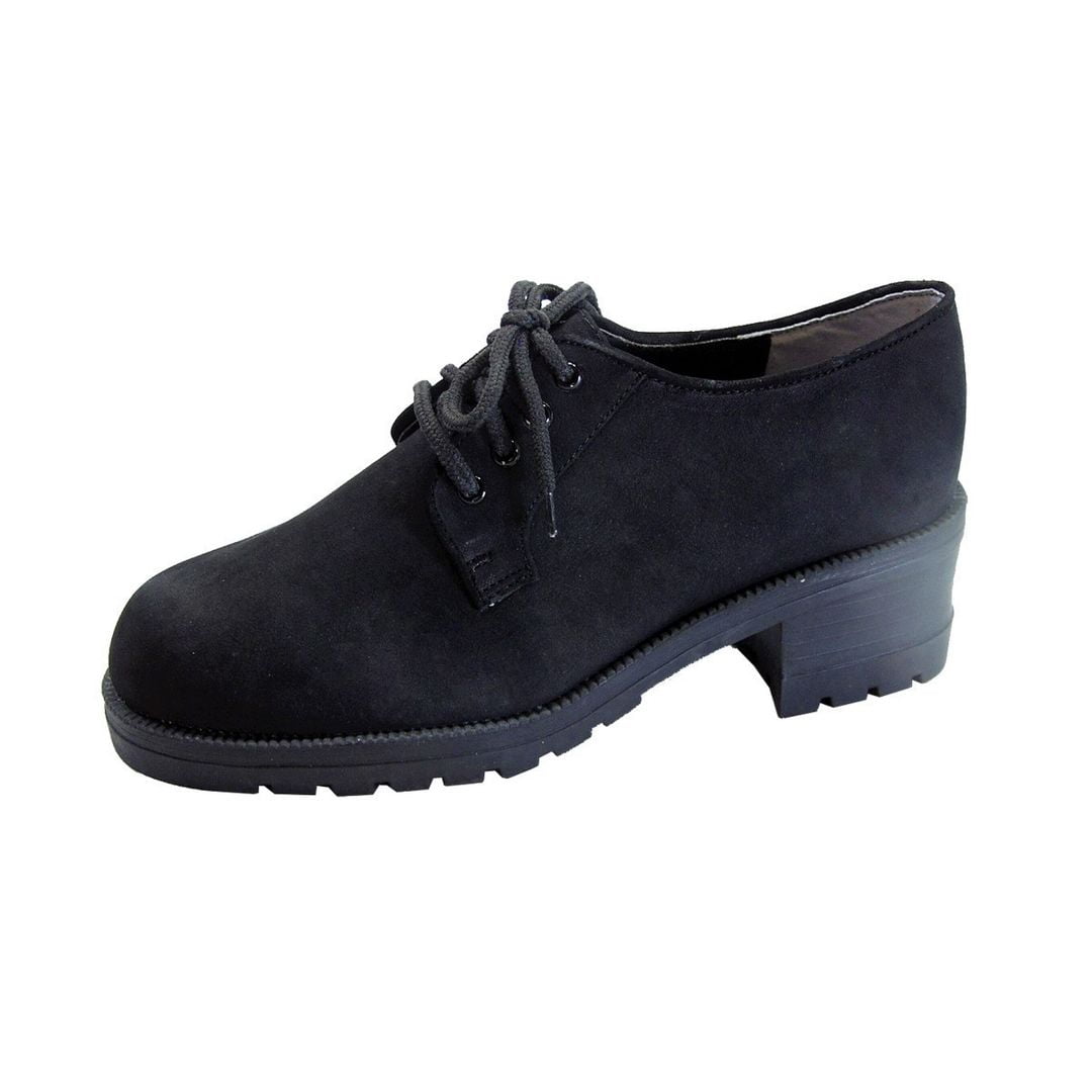 PEERAGE Masie Wide Width Leather Lace Up Oxford Shoes BLACK 6.5