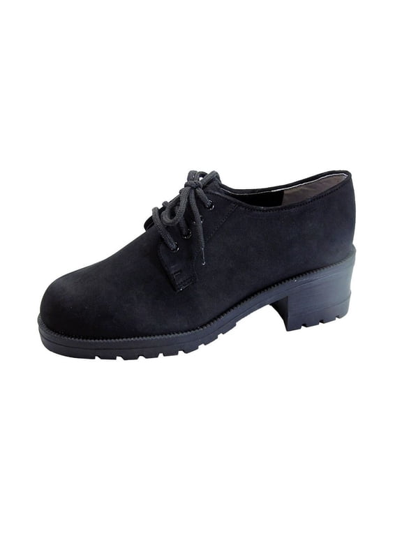 Masie Wide Width Leather Lace Up Oxford Shoes BLACK 8