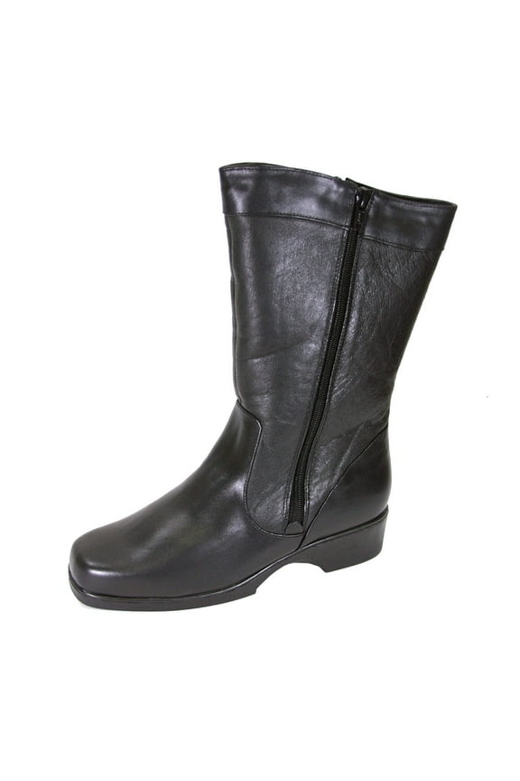 PEERAGE Maya Women's Wide Width Leather Boots with Double Zipper